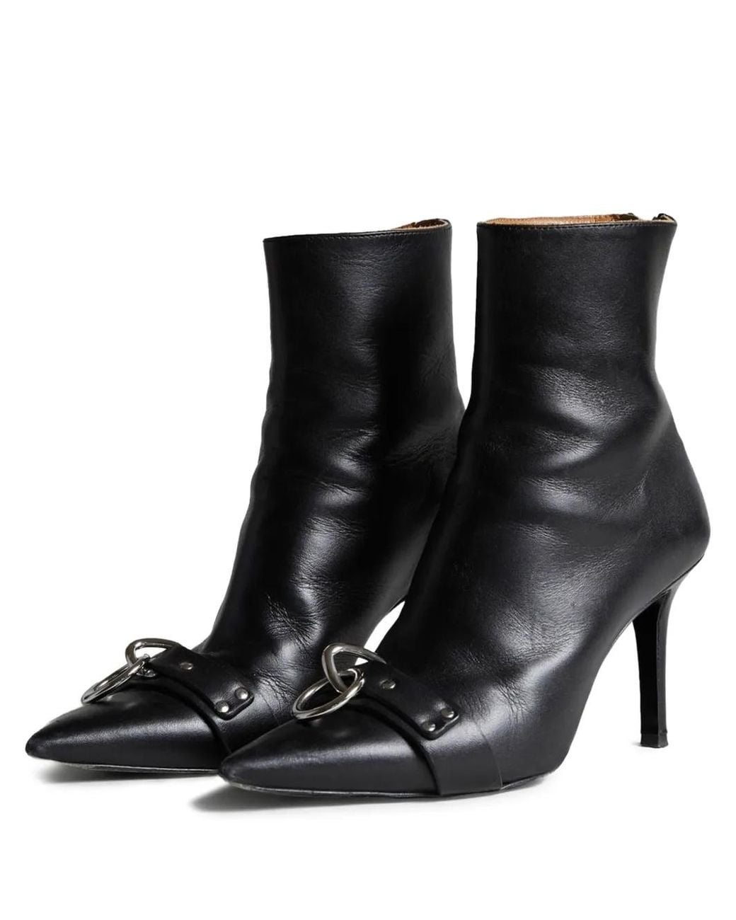 R13 Black Ring-Detail Pointed Boots