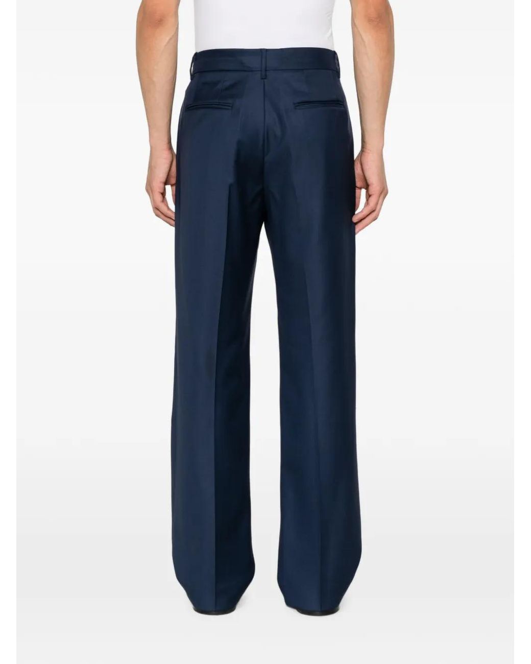 KENZO Blue Pressed-Crease Tailored Trousers for men