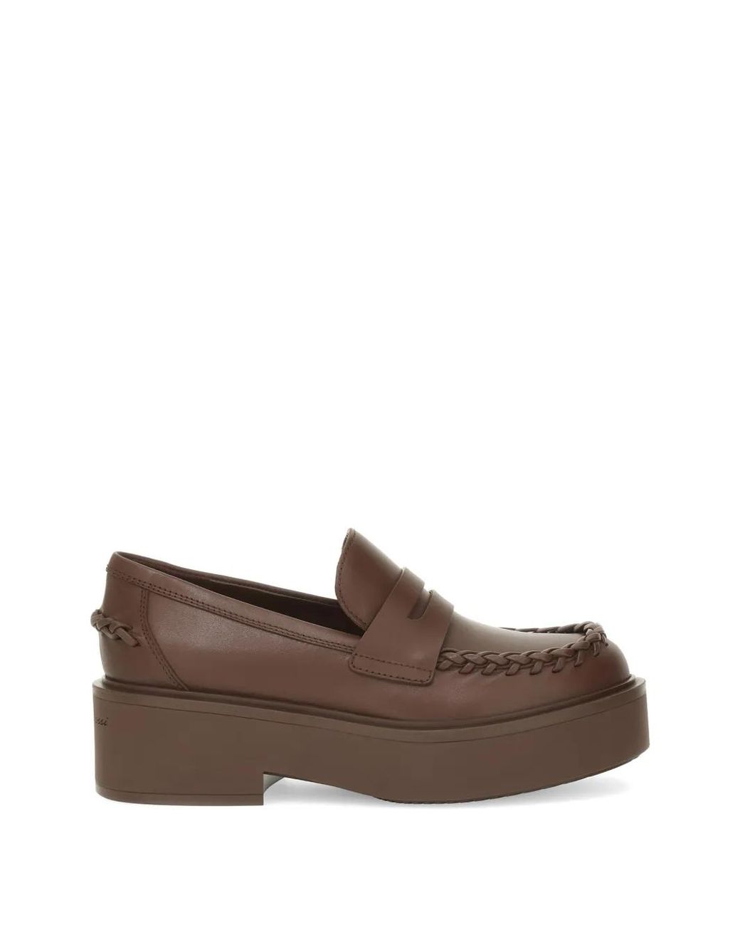 Gianvito Rossi Brown Yuna Braided-Detail Loafers
