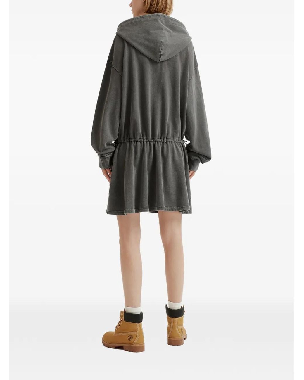 Mini Cream Jurk Met Logoprint in het Gray