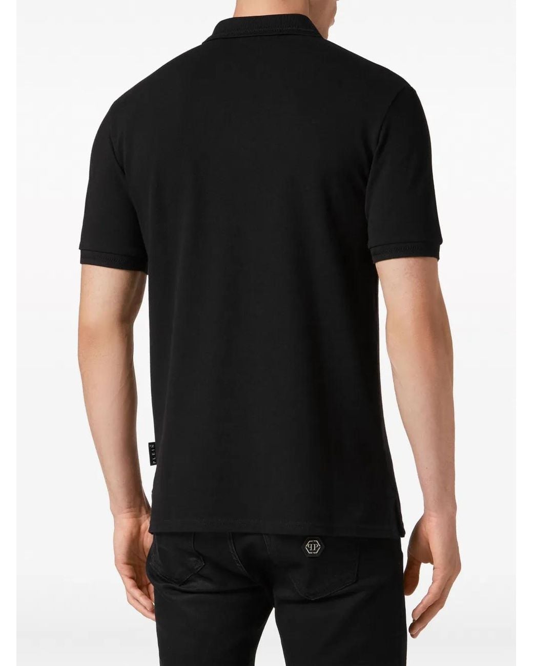 Philipp Plein Black Gothic Plein Cotton Polo Shirt for men
