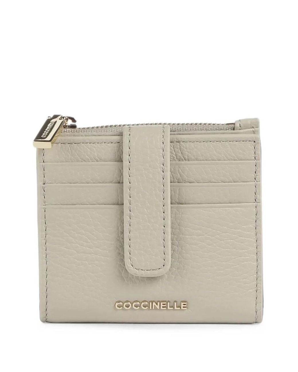 Coccinelle Gray Portefeuille Métallisé En Cuir Grainé