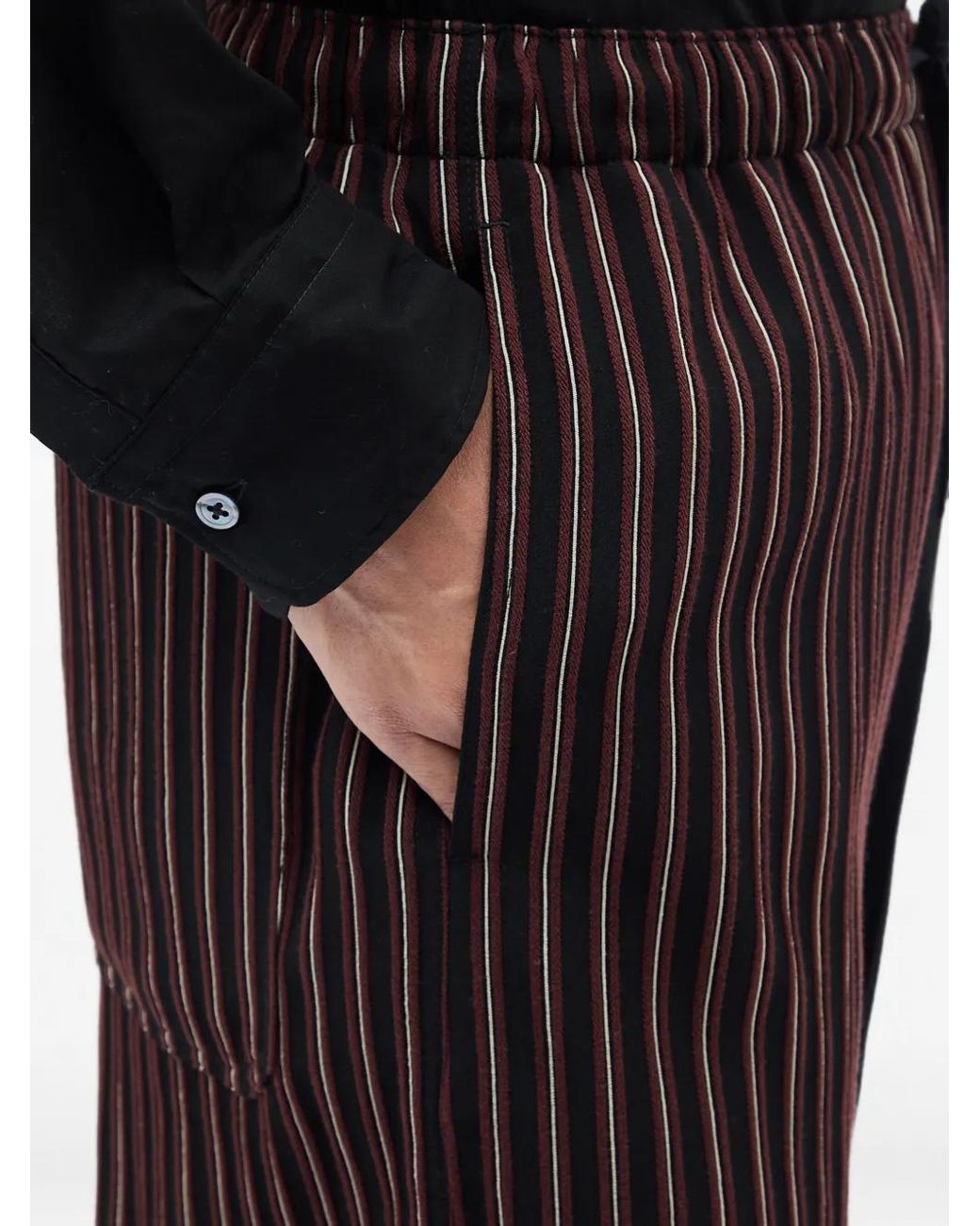 Ann Demeulemeester Black Gerry Striped Trousers for men
