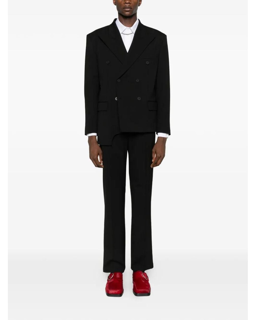 MEDEA Black Side Seam Pockets Wool Trousers for men
