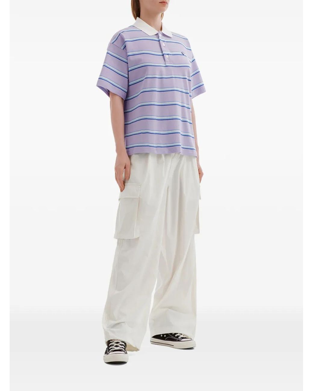 Chocoolate Blue Stripe-Pattern Polo Shirt