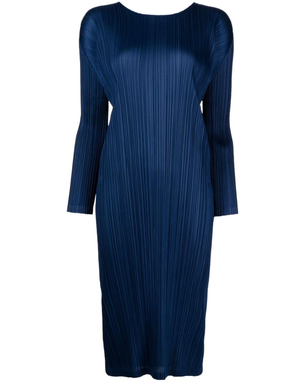 Pleats Please Issey Miyake Pleated Mid-length Dress in Blue | Lyst