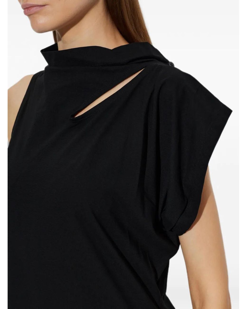 Issey Miyake Black Cut-Out Side-Slit Midi Dress