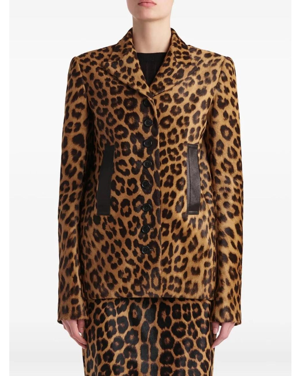 Khaite Brown Button Leopard Jacket