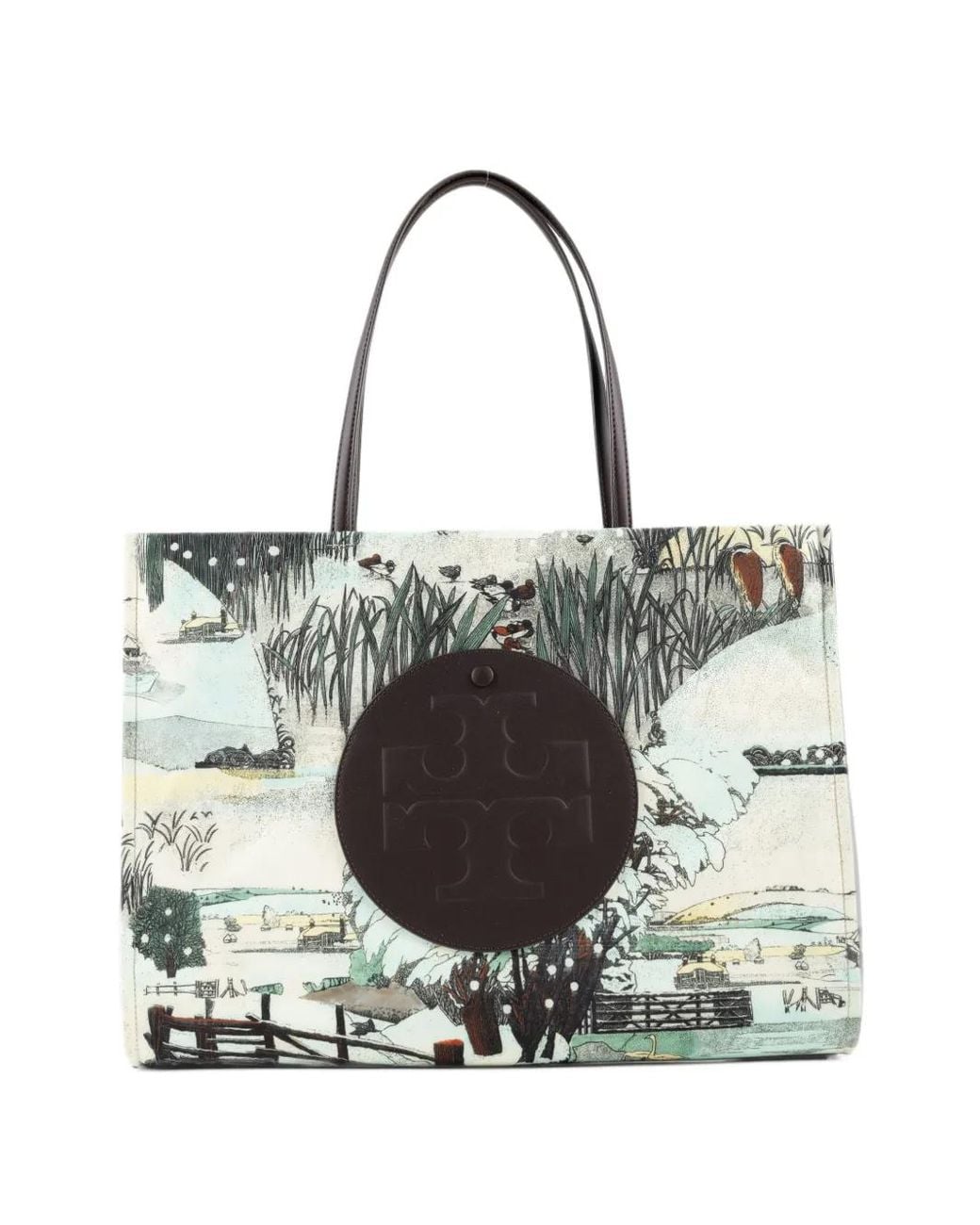Tory Burch Natural Ella Logo-Patch Tote Bag