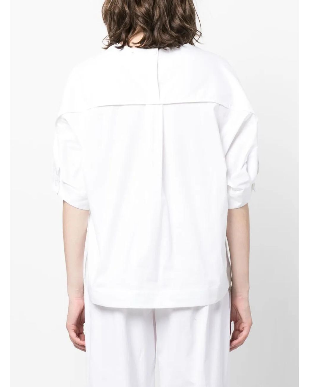 Lorena Antoniazzi White Pleat-Detail Short-Sleeved Blouse