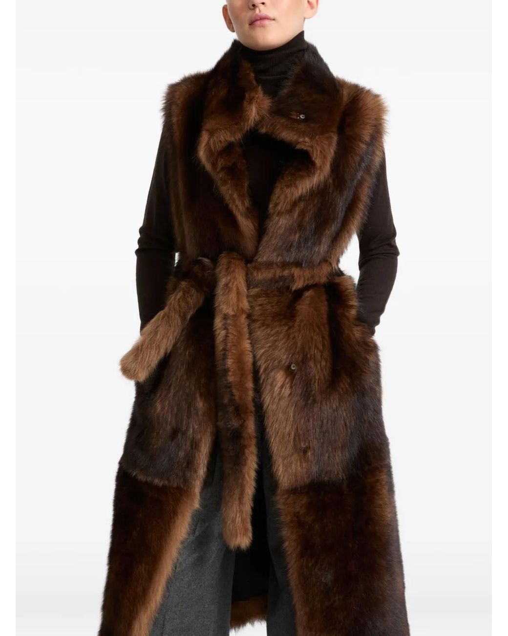 Yves Salomon Brown Toscana Shearling Gilet