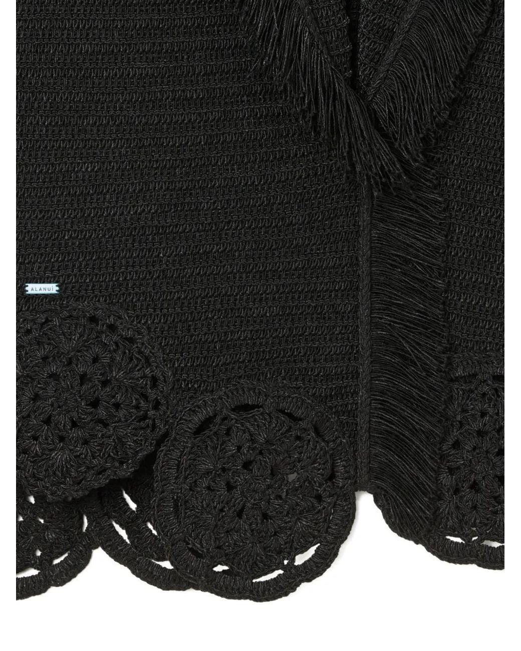 Alanui Black Cardigan Island Memories À Franges