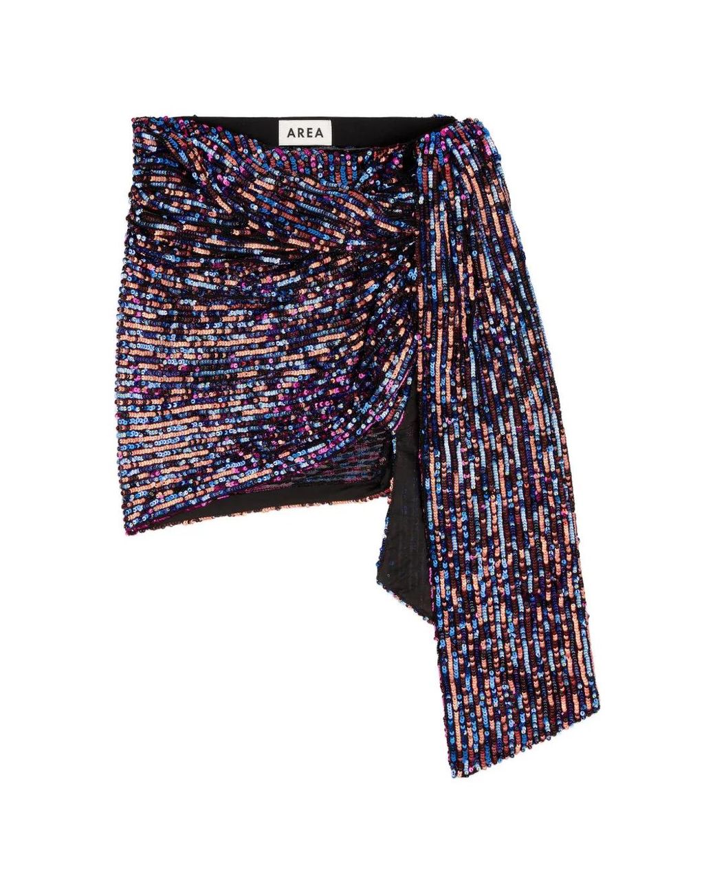 Area Blue Sequin-Embellished Wrapped Skirt