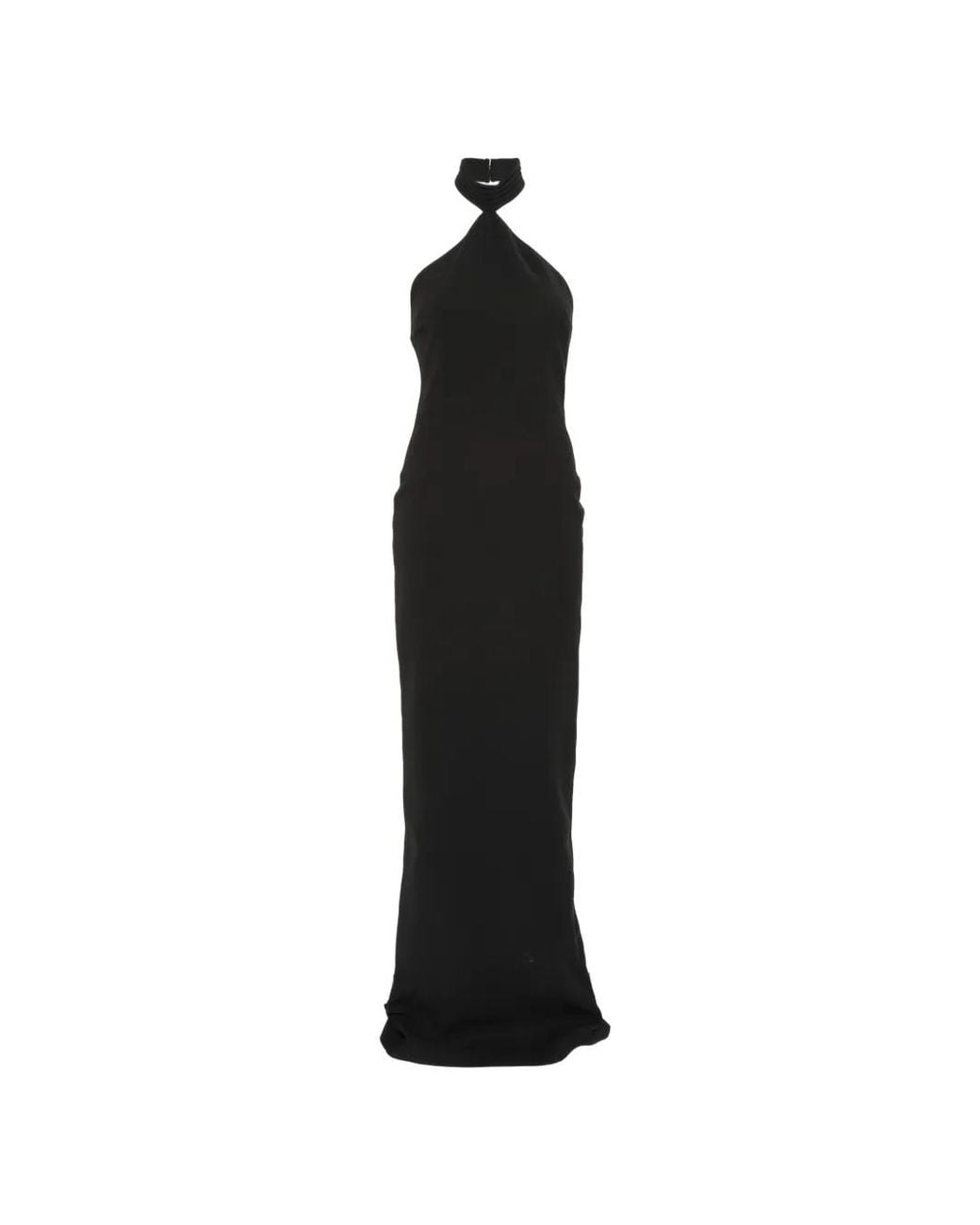 The New Arrivals Ilkyaz Ozel Black Kailash Halterneck Back-Slit Maxi Dress