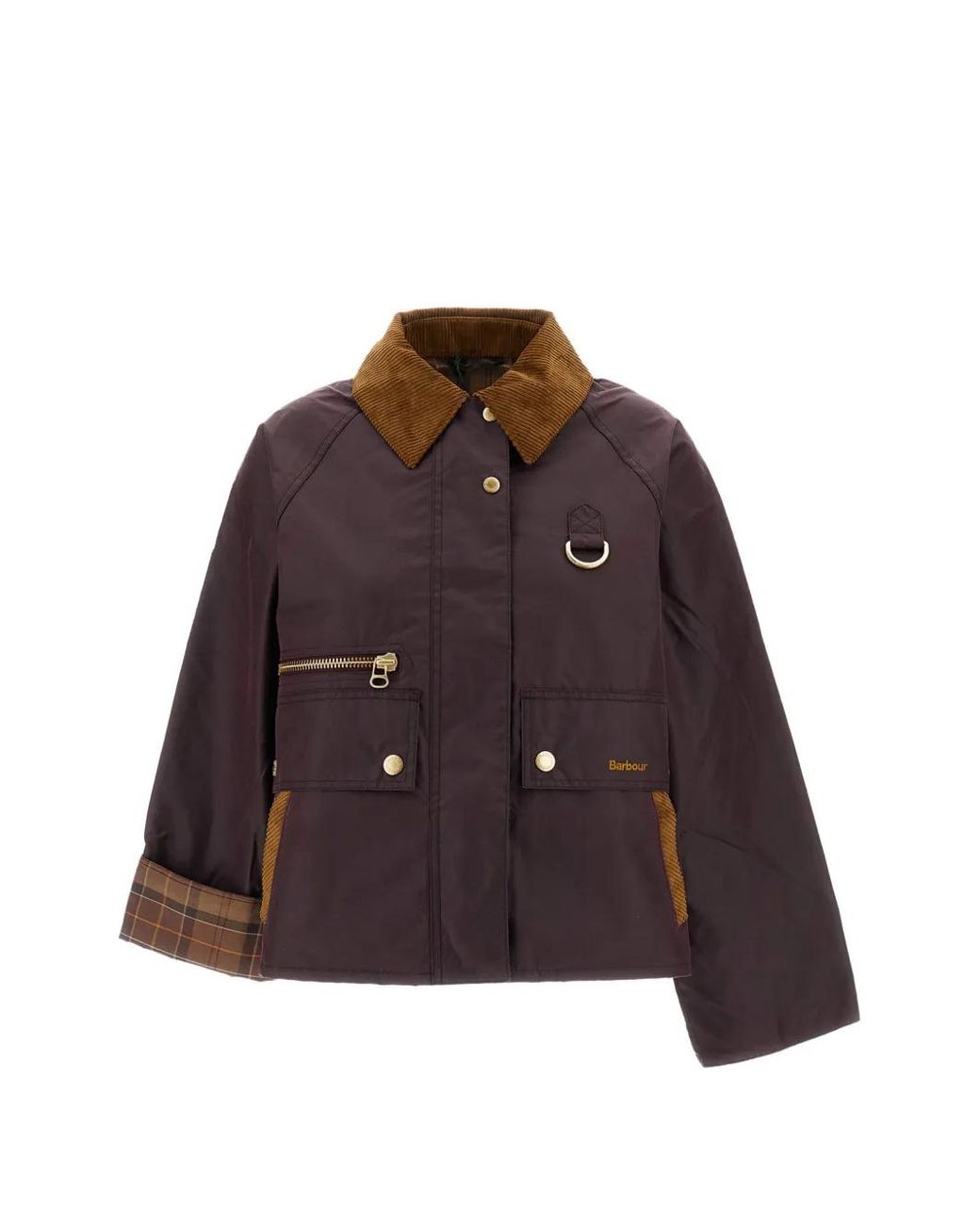 Barbour Brown Cottingham Waxed Corduroy-Collar Jacket