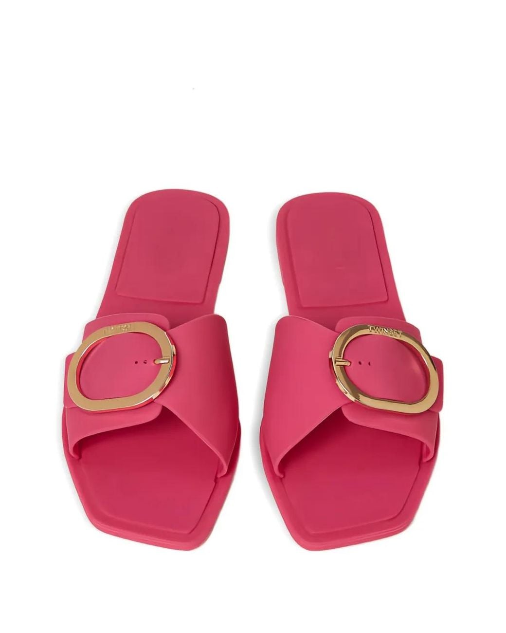 Twinset Pink Slides With Logo Buckle
