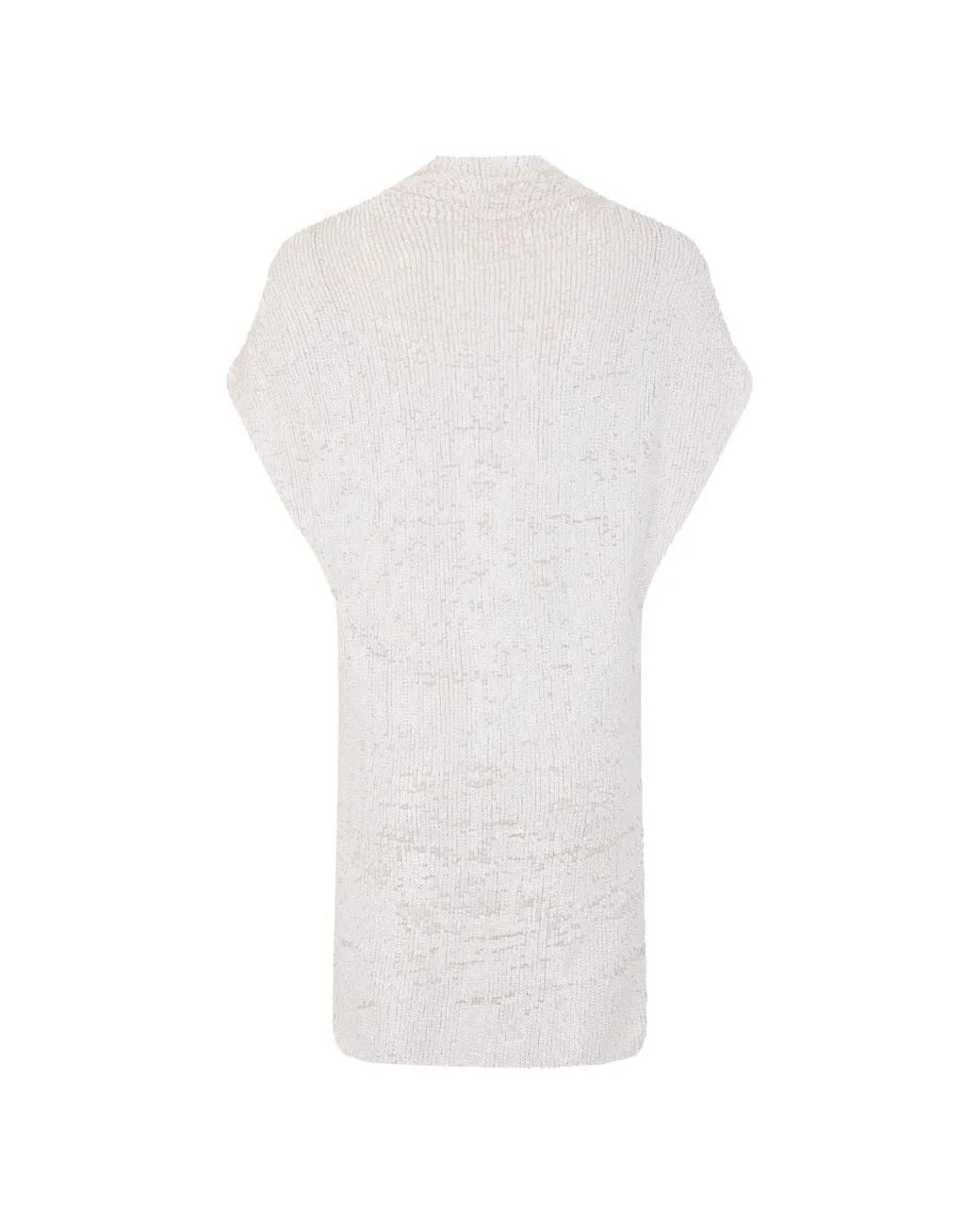 P.A.R.O.S.H. White Robe Sans Manches À Sequins