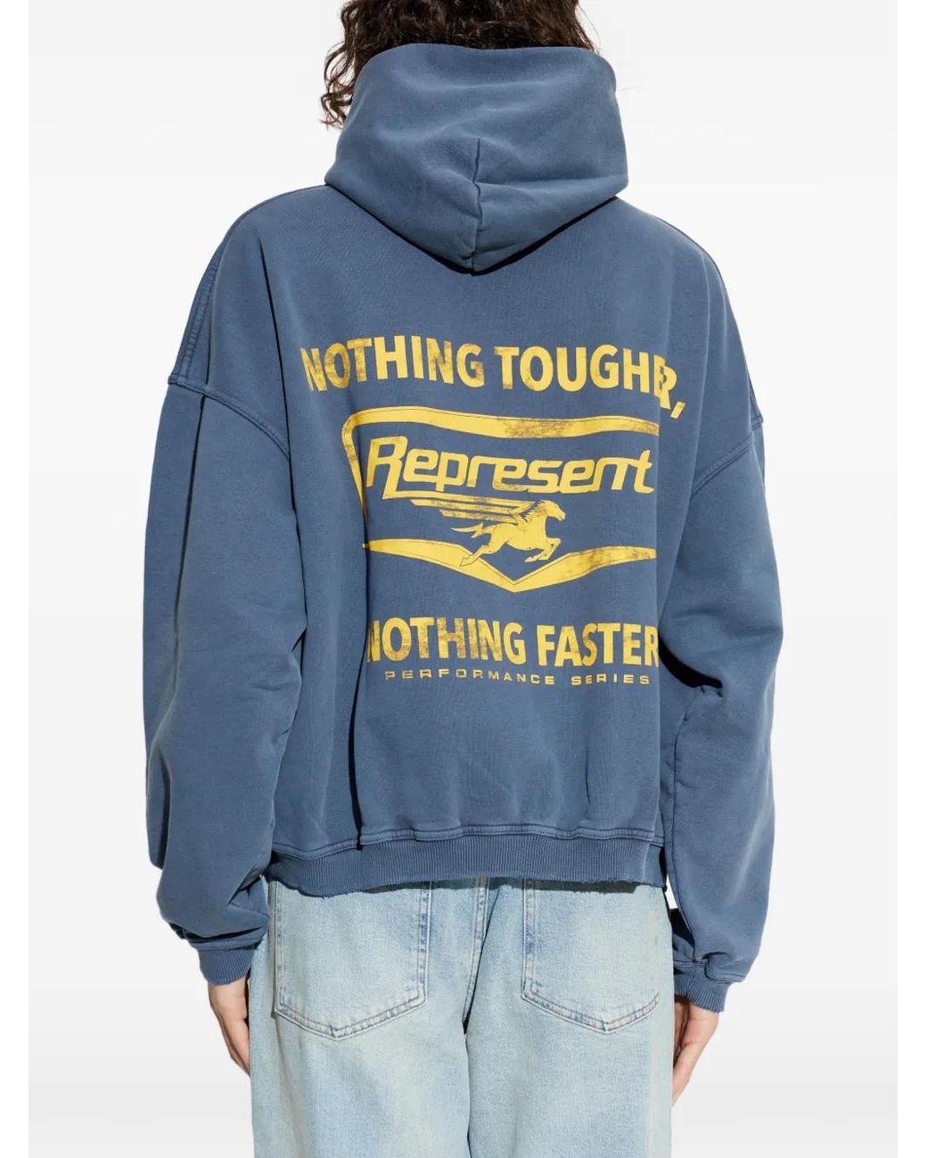 Represent Blue Graphic Print Hoodie for men