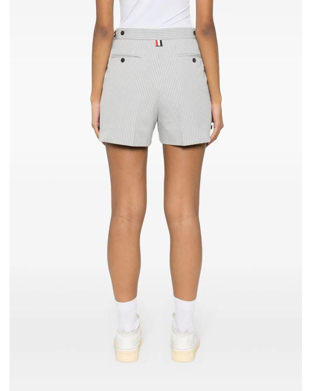 Thom Browne White Striped Seersucker Shorts
