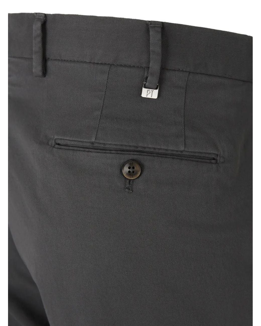 PT Torino Gray Pressed-Crease Chino Trousers for men