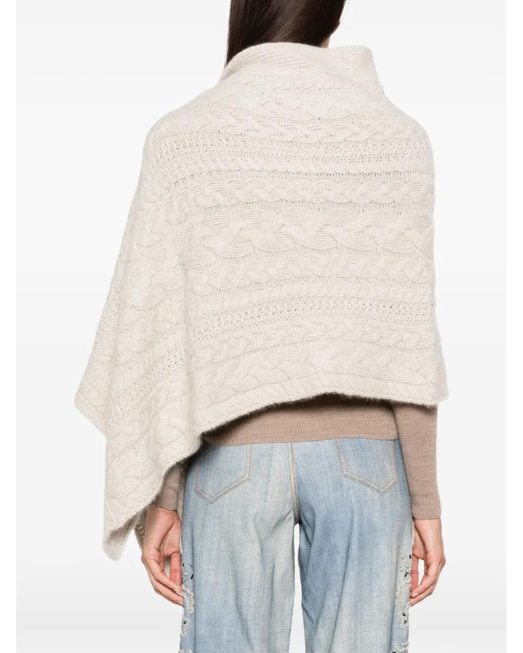 Ermanno Scervino White Cable-Knit Cape
