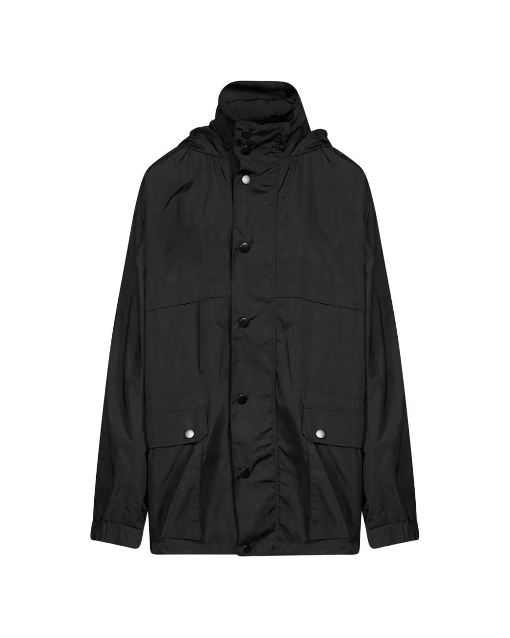 A.P.C. Black Valery Hooded Press-Stud Coat