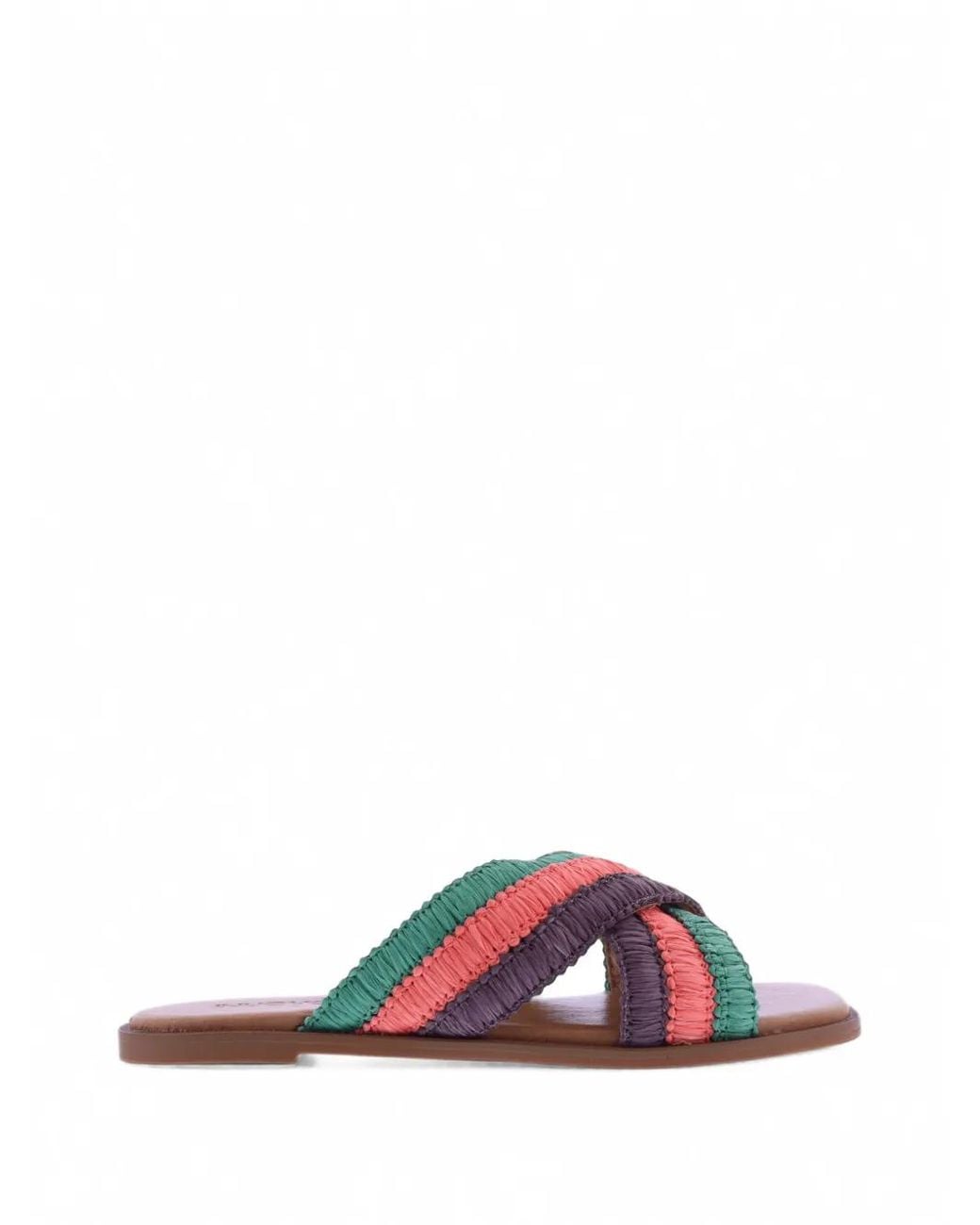 Inuovo Green Woven Crossover-Strap Sandals