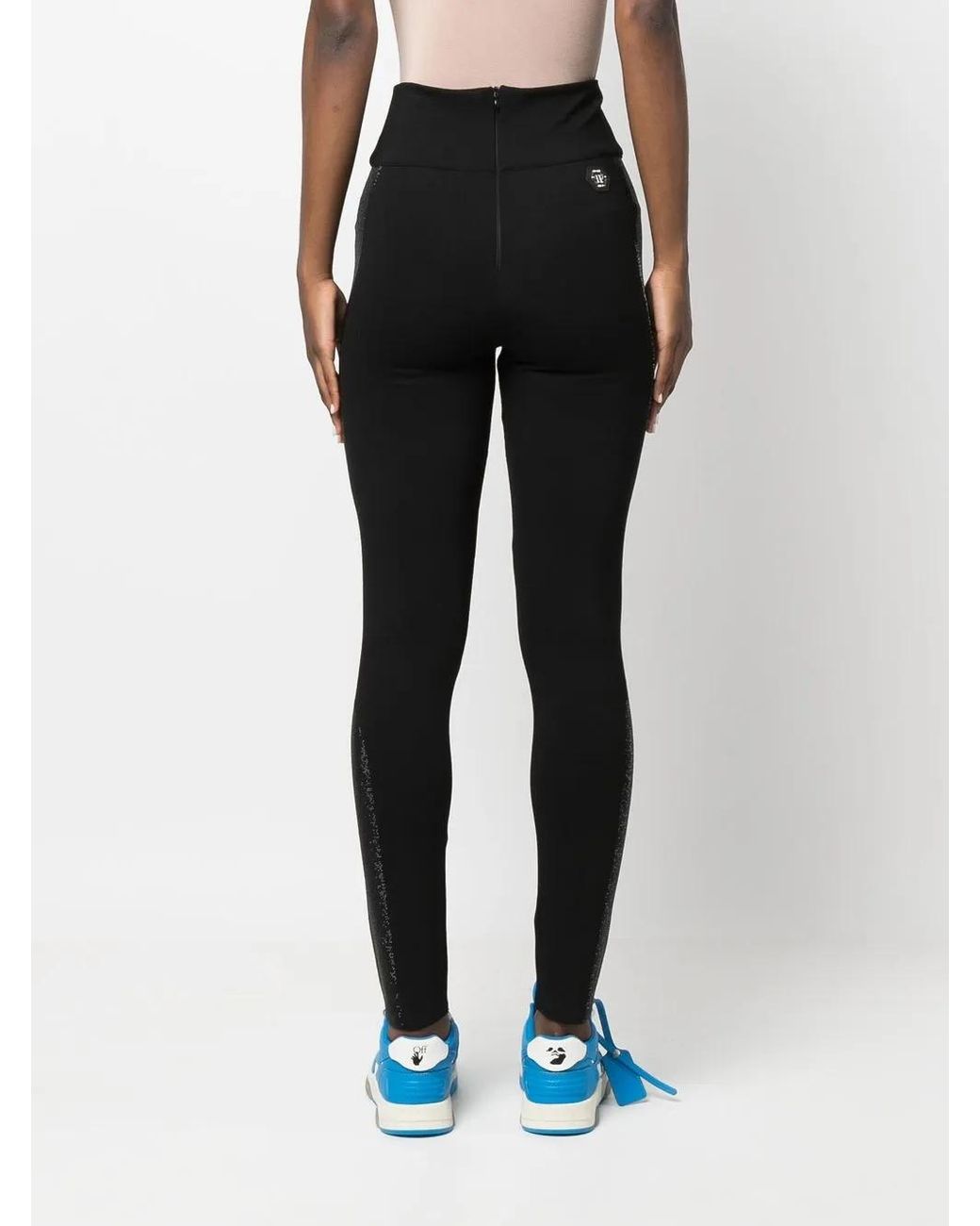 Philipp Plein Black High-Rise Embellished Leggings