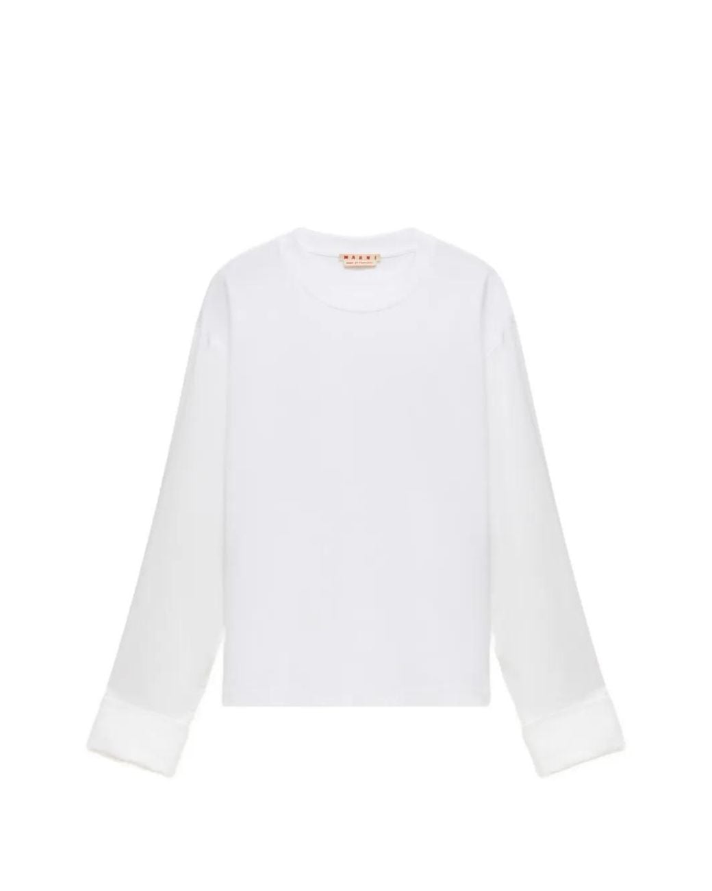 Marni White Cotton T-Shirt With Shirt Sleeves