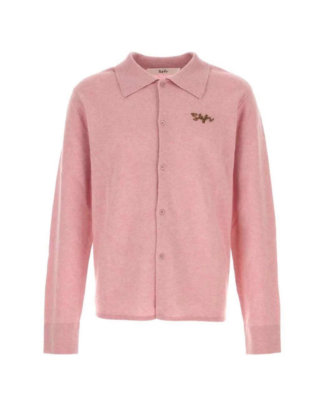 Séfr Pink Logo-Embroidered Knitted Shirt for men