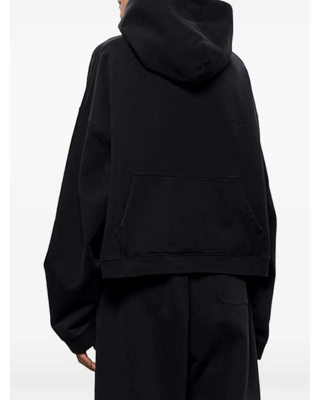 Vetements Black Logo-Embroidered Cropped Hoodie