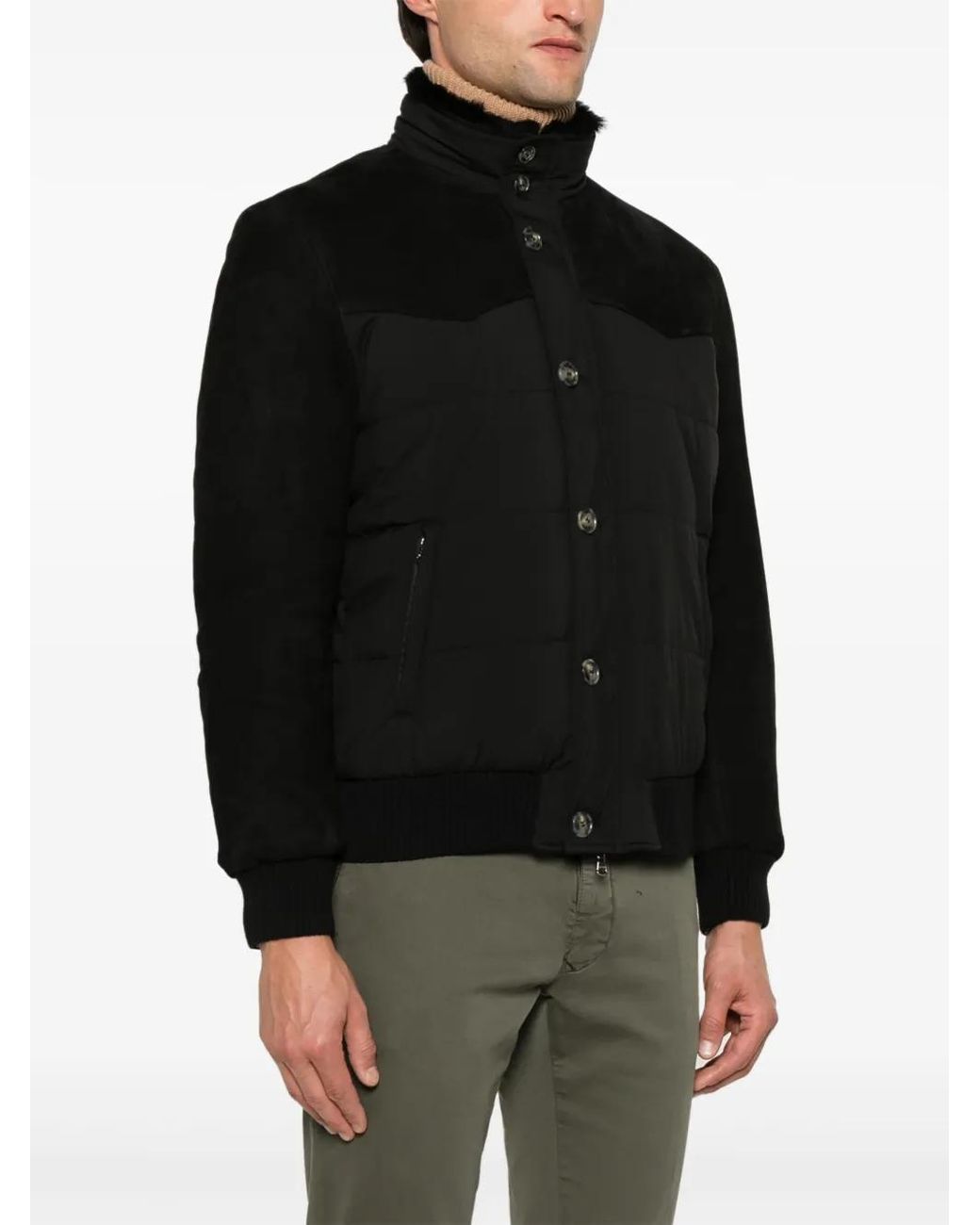 Barba Napoli Black Mock-Neck Puffer Jacket for men
