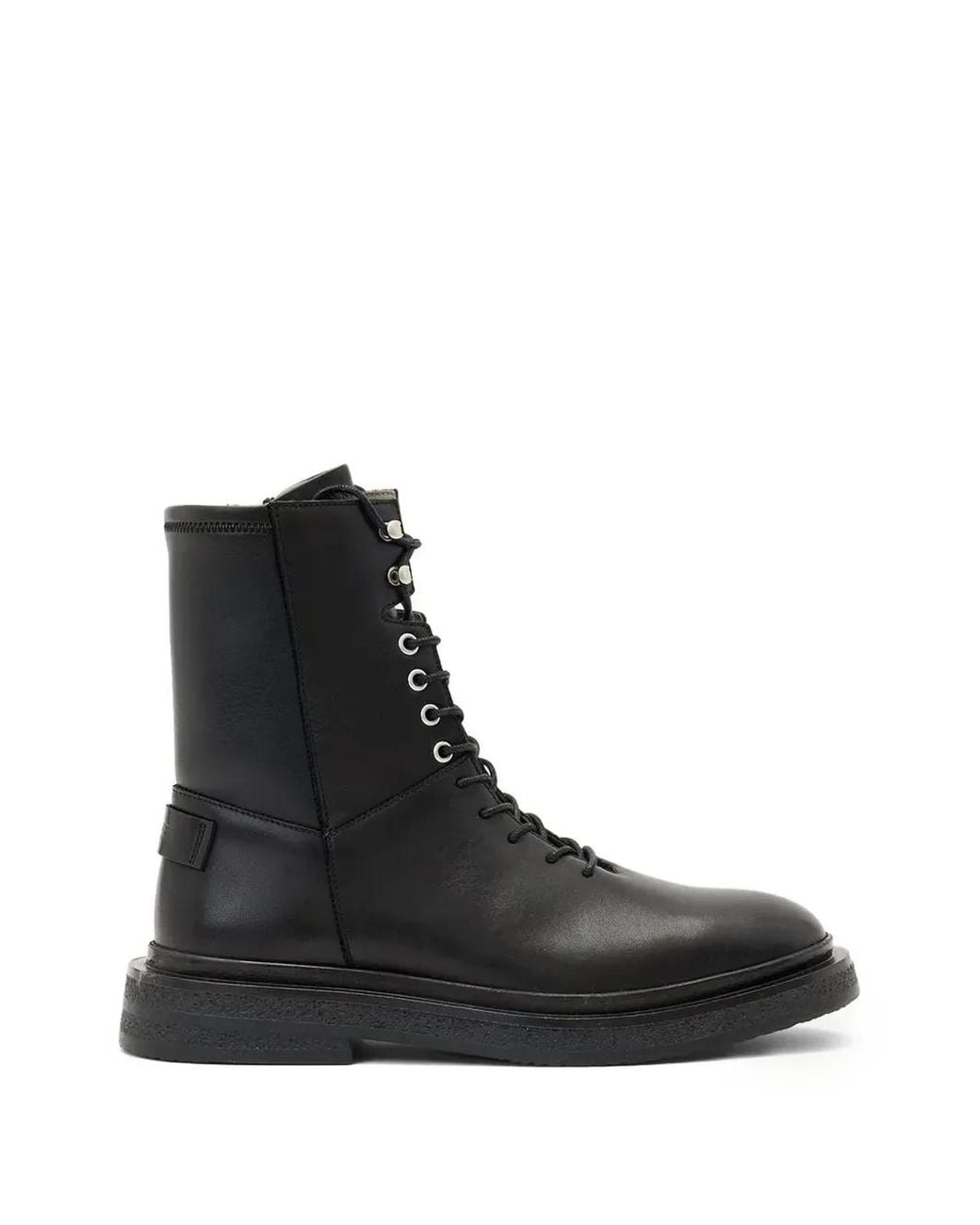 AllSaints Black Escher Lace-Up Zip Combat Boots