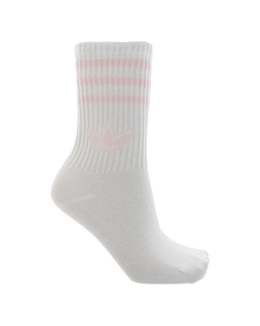 Adidas White Logo-Embroidered Striped Socks (Set Of Three)