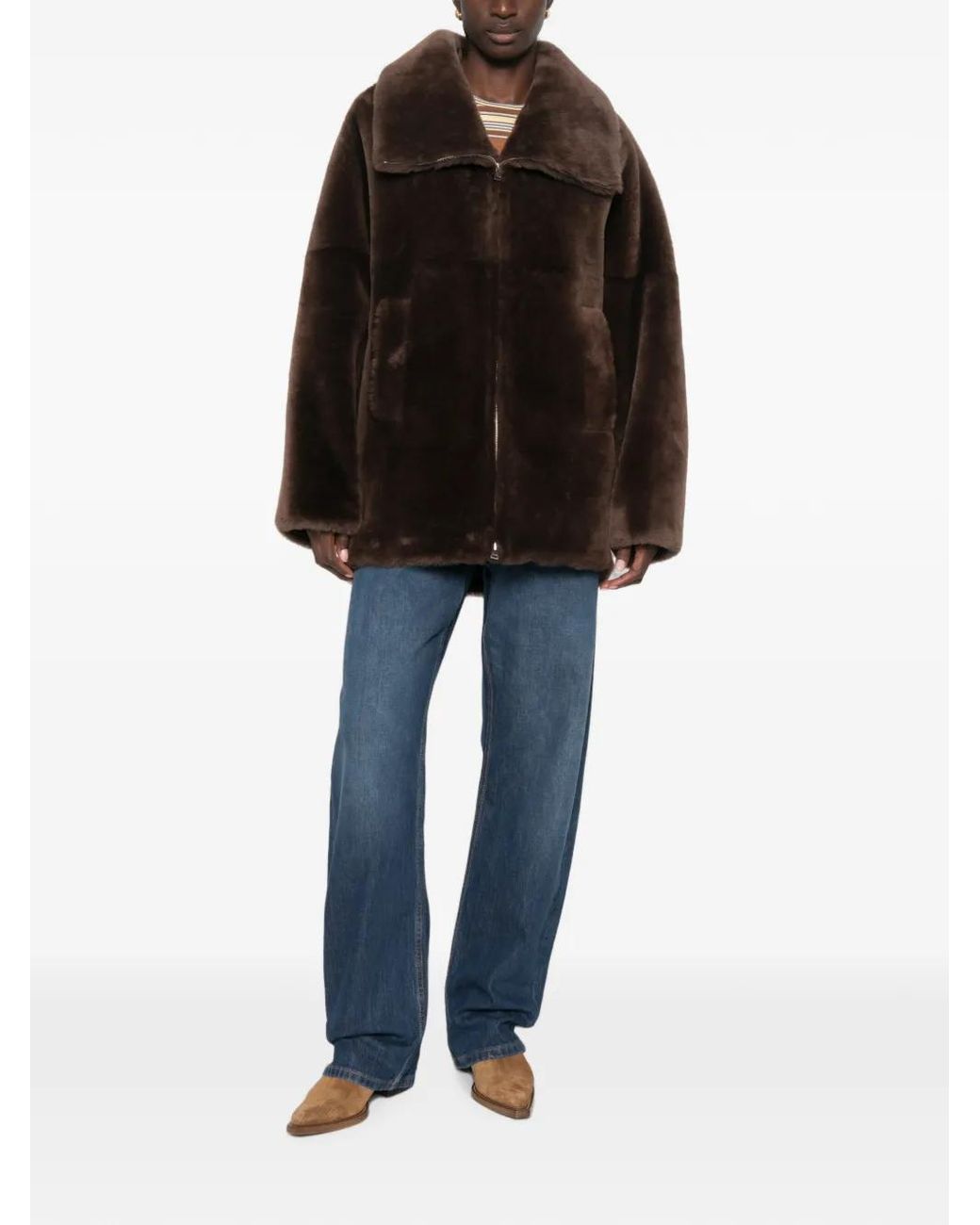 Blancha Black Wide-Collar Shearling Jacket