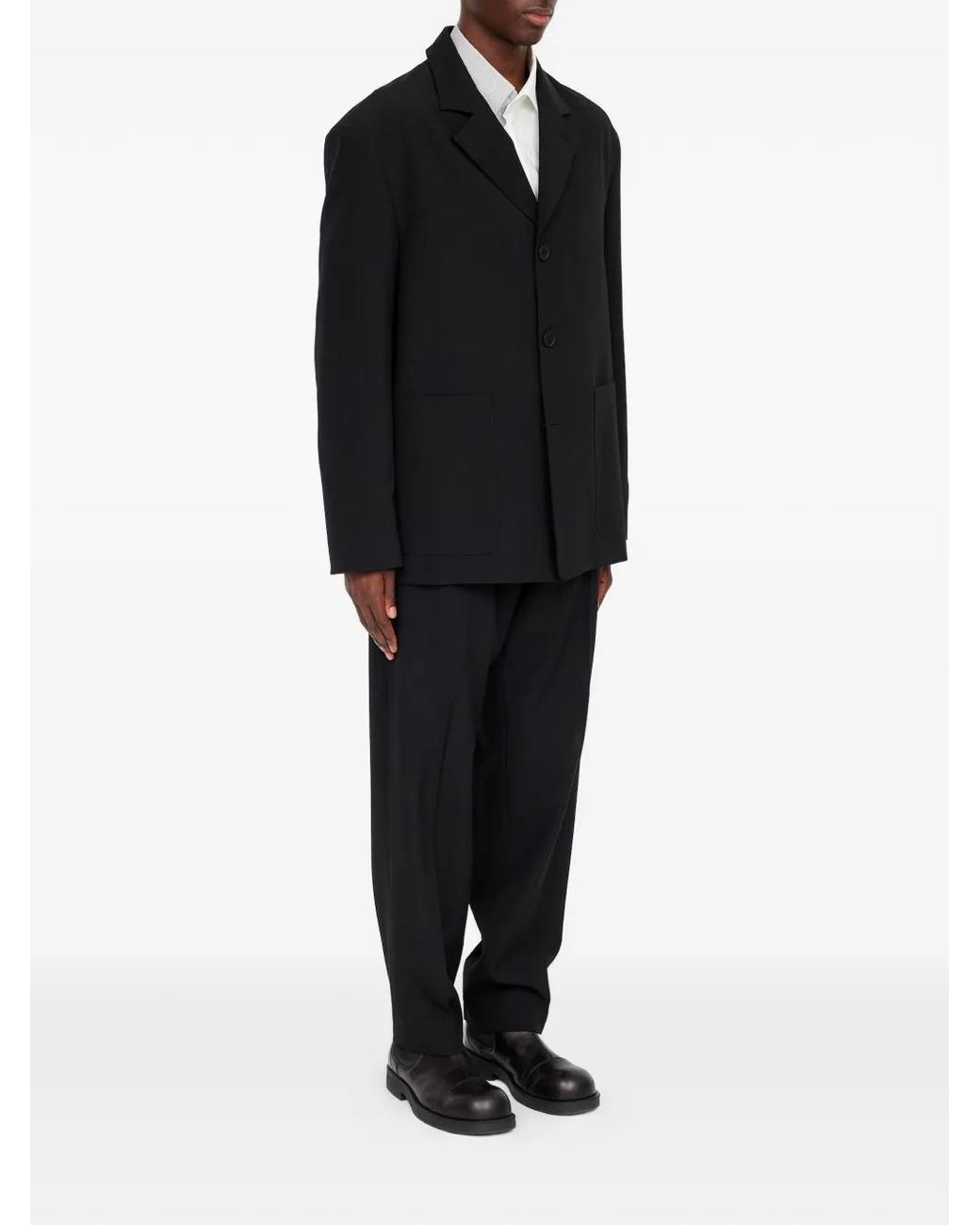 MM6 by Maison Margiela Black Wool-Blend Suit Jacket for men