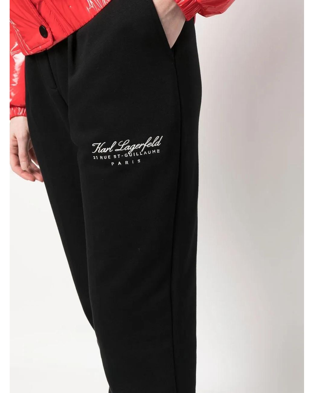 Karl Lagerfeld Black Logo-Print Track Pants
