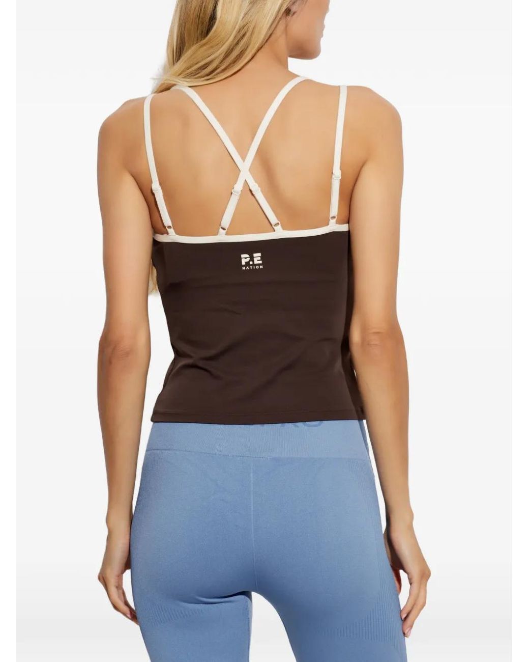 P.E Nation Brown Paramount Logo-Print Top