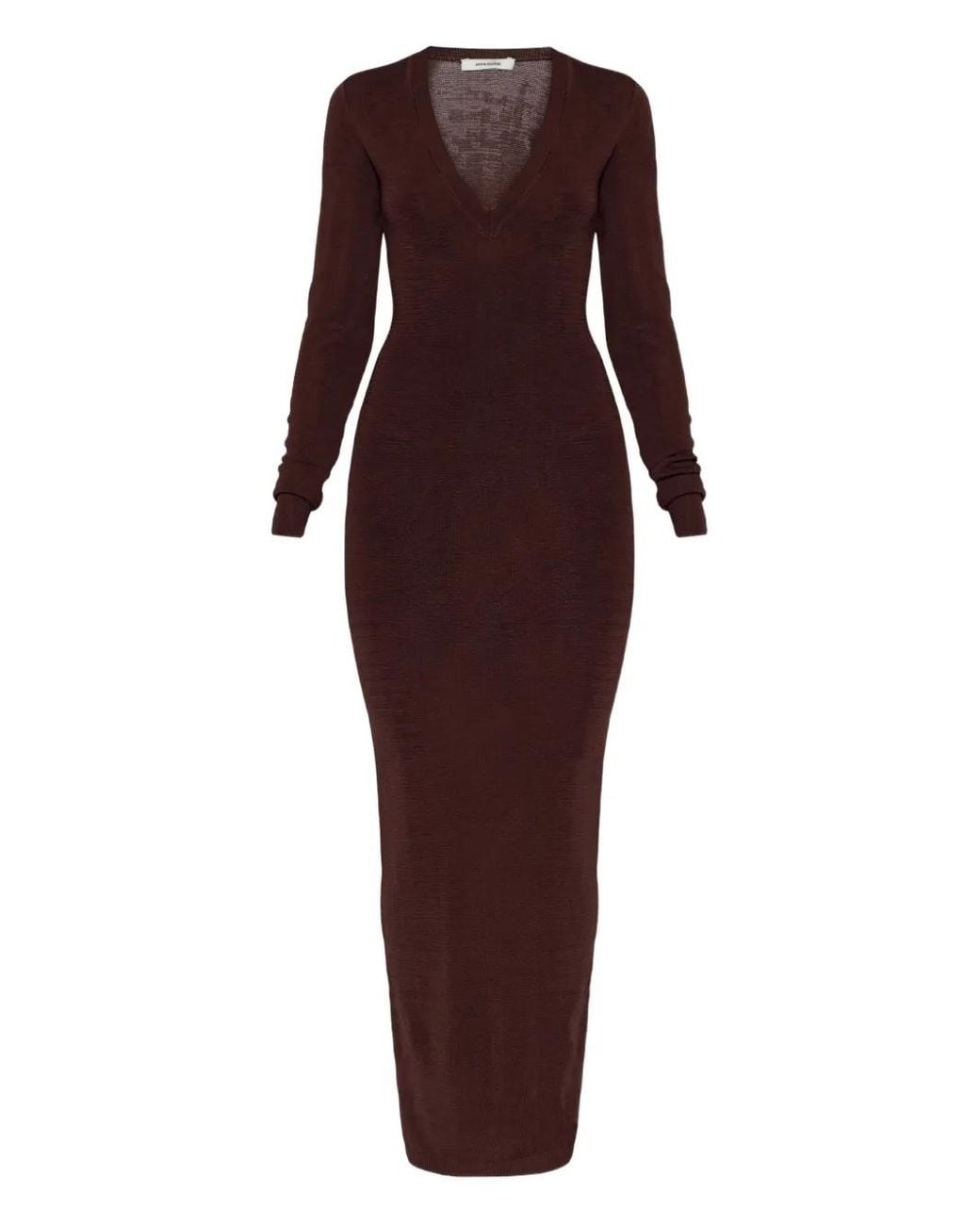 Entire studios Purple V-Neck Long-Sleeve Midi Dress
