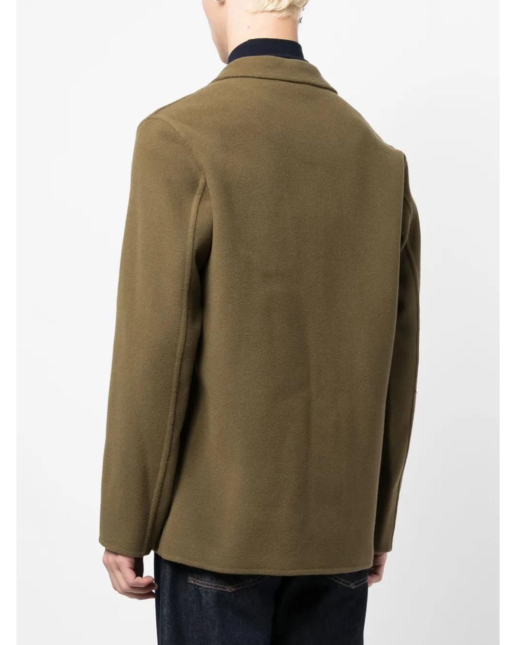 Herno Green Button-Up Virgin Wool Blend Cardigan for men