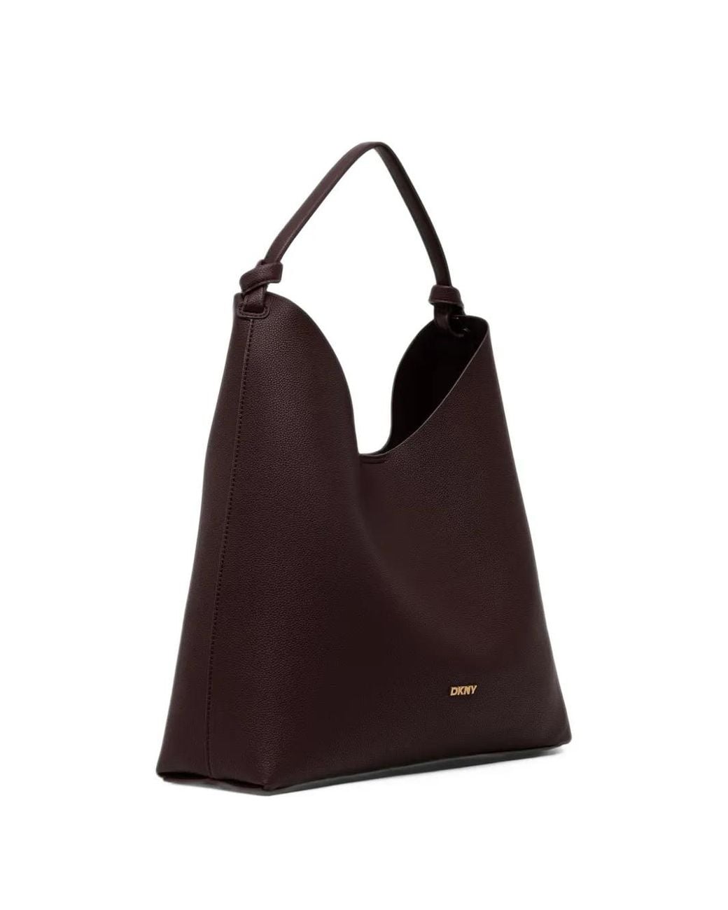 DKNY Purple Pebbled Logo-Plaque Shoulder Bag
