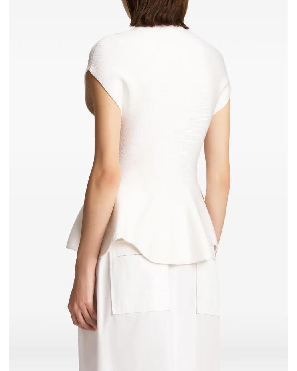 Khaite White Andra Peplum Top