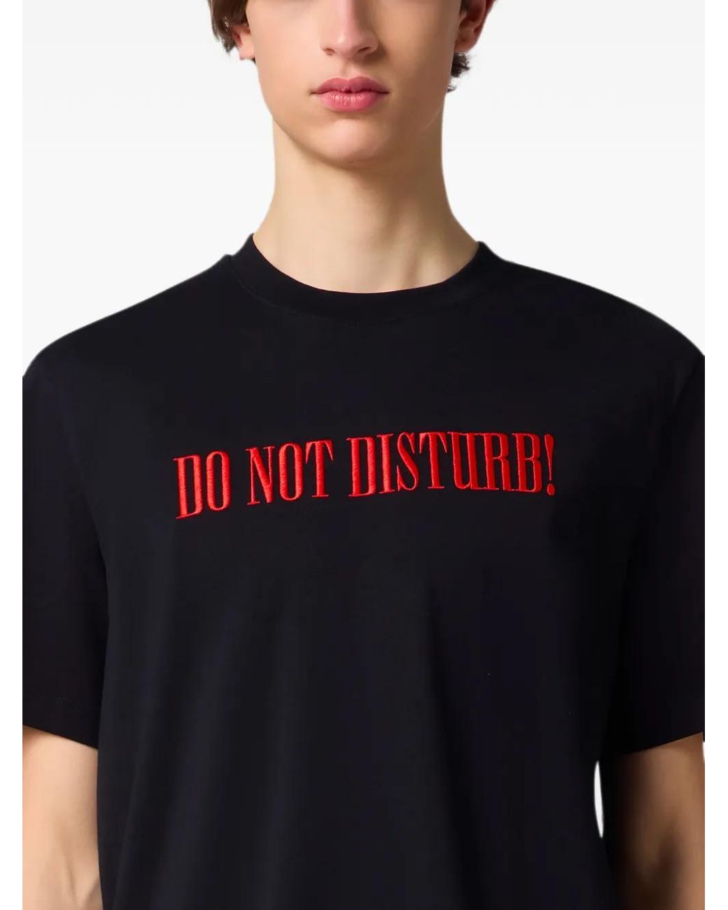 MSGM Blue Slogan-Embroidered T-Shirt for men