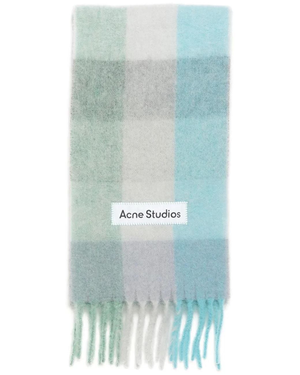 Acne Karierter Schal Mit Logo-Patch in Blue für Herren