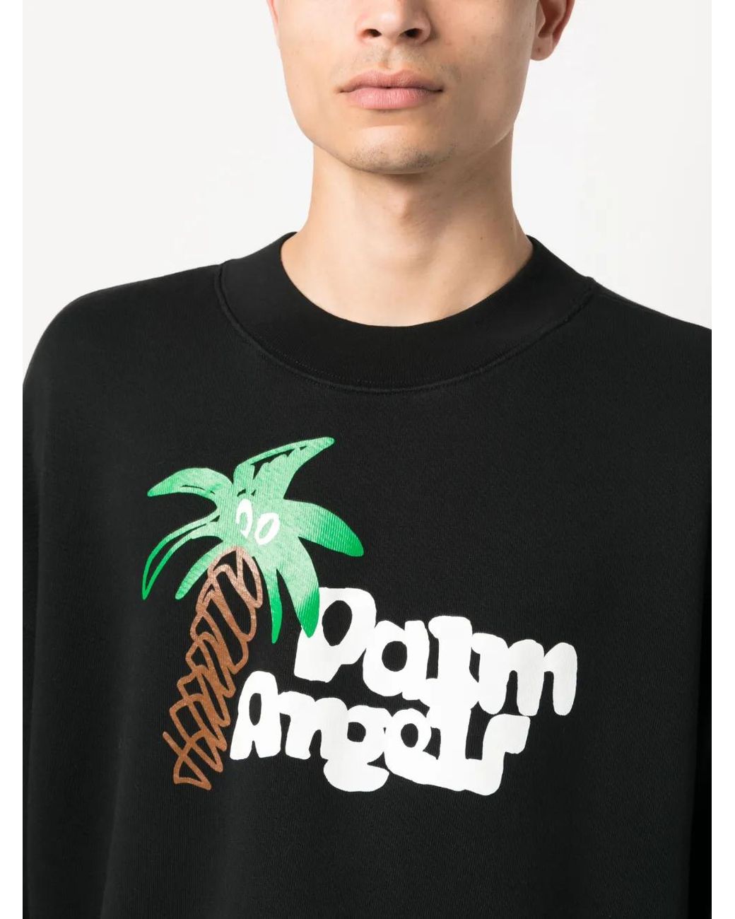 Palm Angels Black Printed Cotton Sweatshirt for men