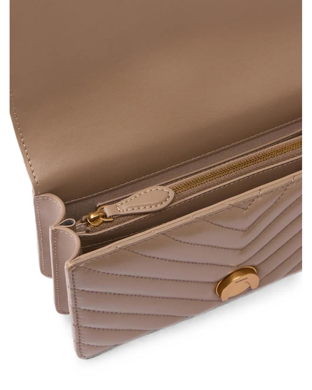 Pinko Brown Sac Porté Épaule Love Birds À Matelassage Chevrons