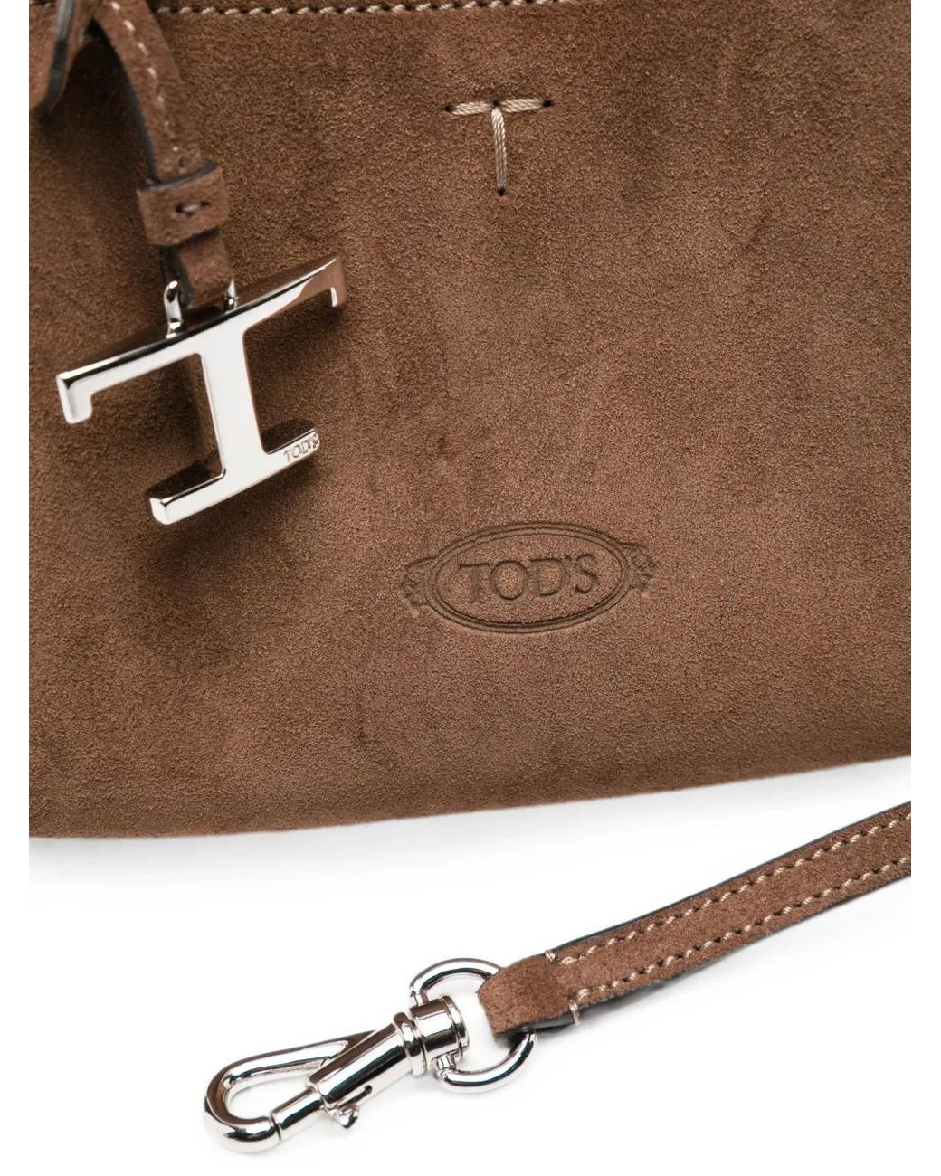 Tod's Brown Mini Sac En Daim À Logo