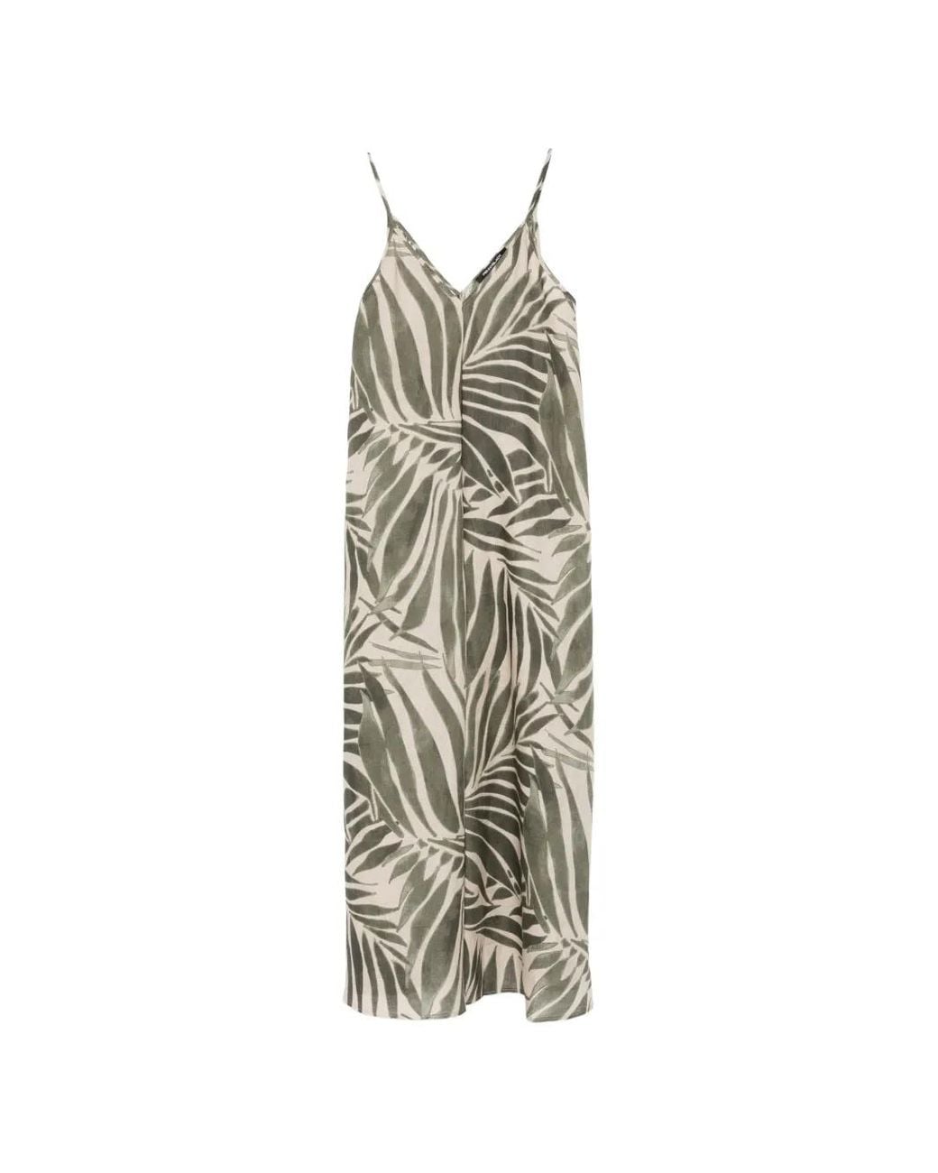 Pennyblack White Palm-Print V-Neck Dress