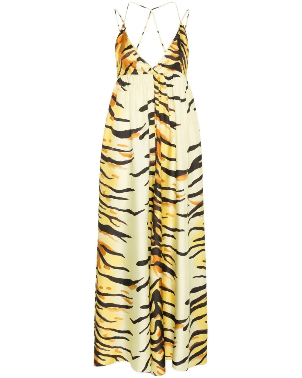 Nanushka Metallic Zebra-Print Maxi Dress