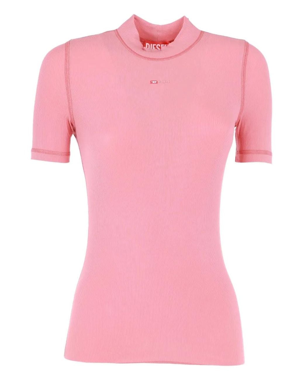 DIESEL Pink T-Mokky-Microdiv Ribbed T-Shirt